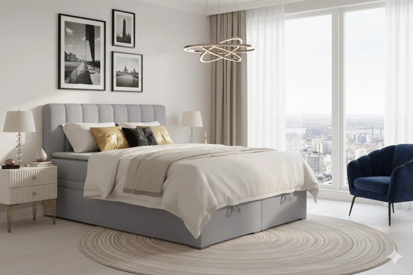 Deine Möbel 24 Boxspringbett DAVID mit Matratze H4 & Bettkasten