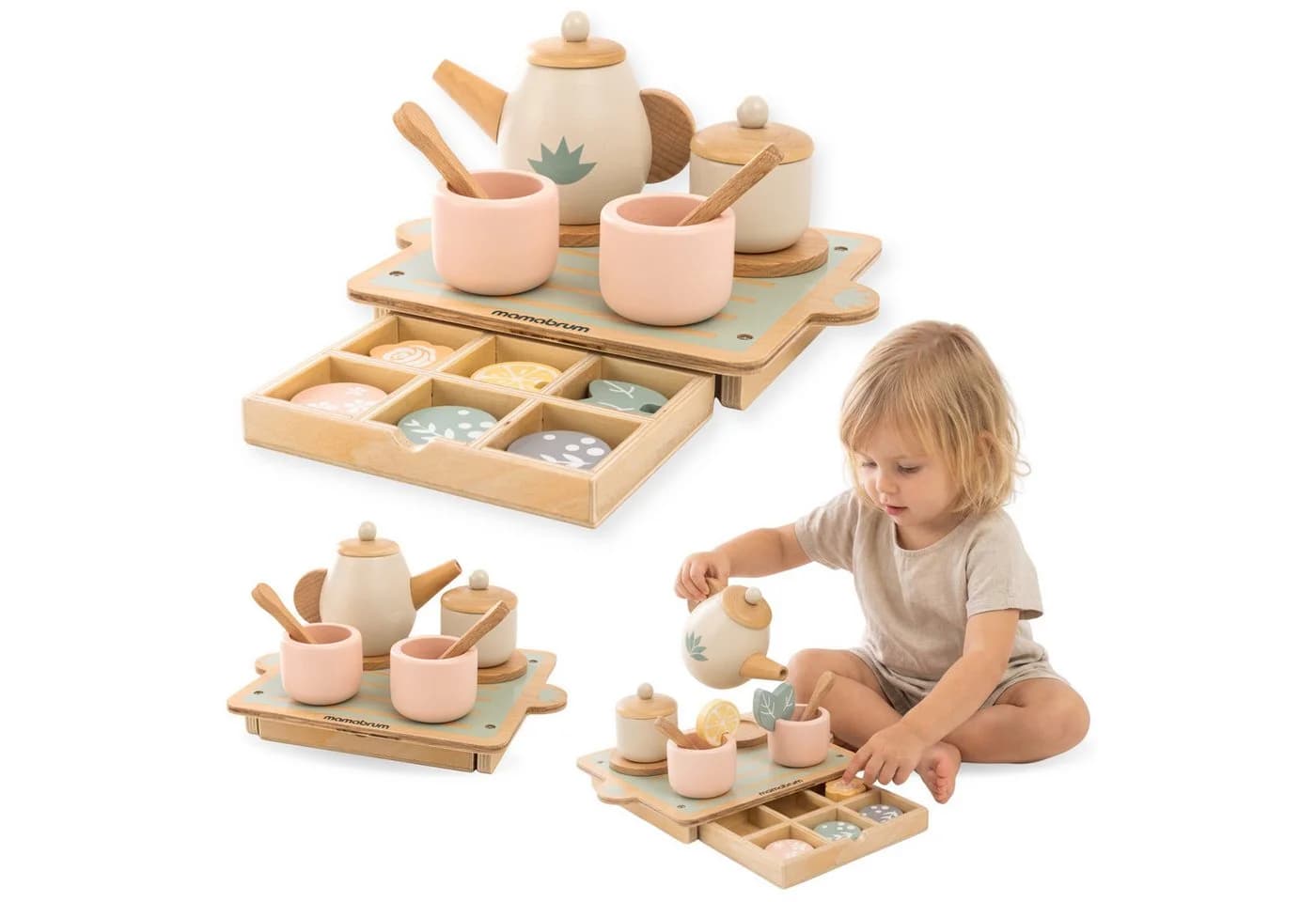 Mamabrum Holz Teeservice 18-tlg. mit Tablett & Stauraum - Bild 2