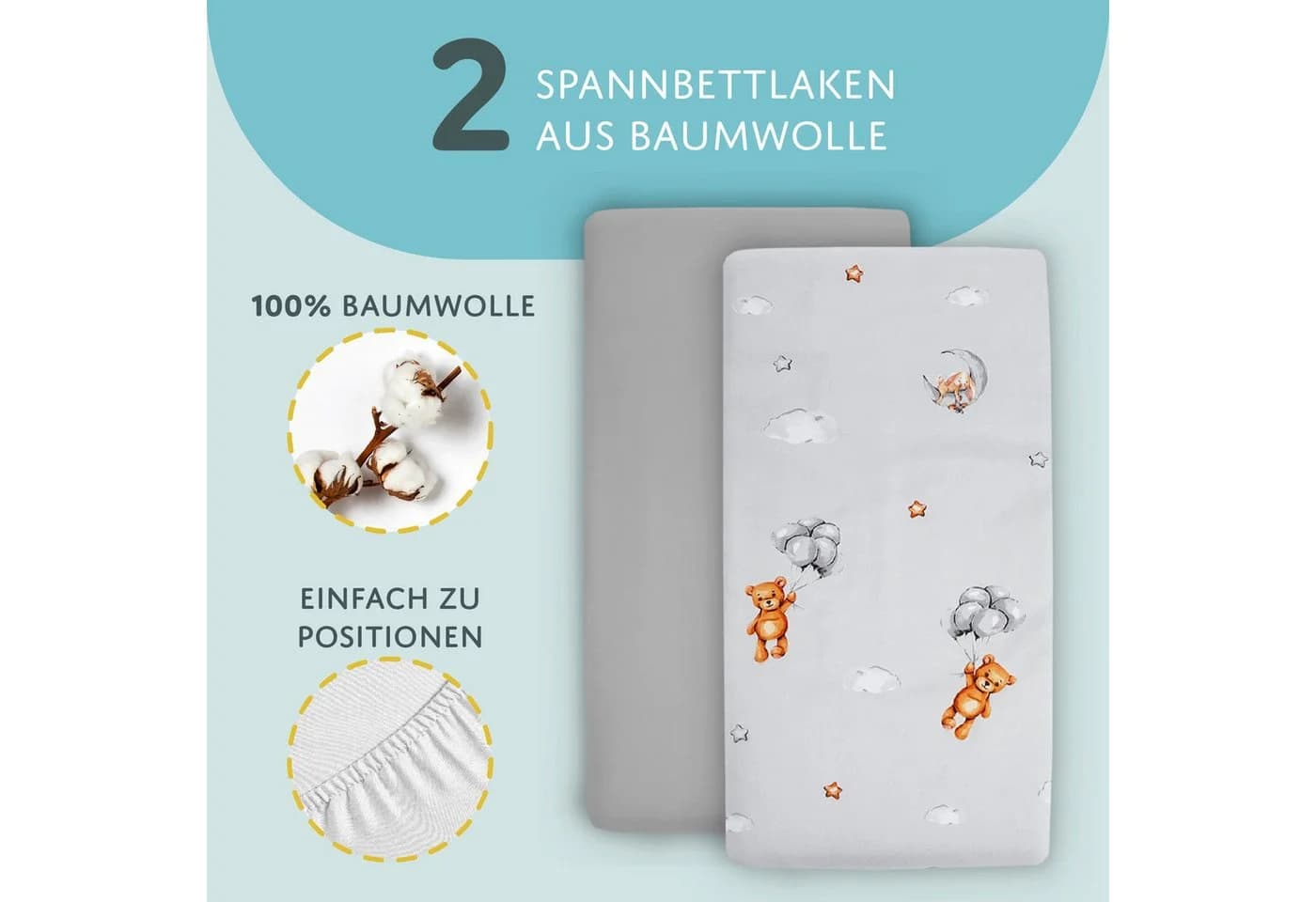 Totsy Baby Spannbettlaken Set 83x50 cm mit Matratzenschoner - Bild 3