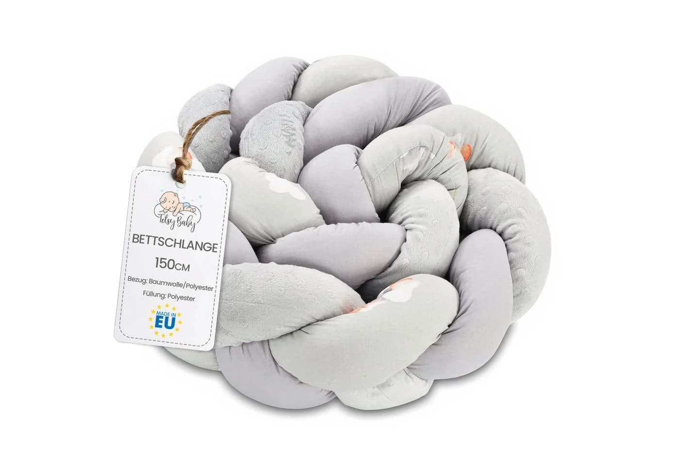Totsy Baby Bettnestchen Bettschlange Grau Baumwolle Polyester - Bild 2