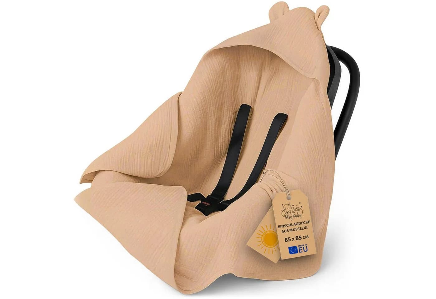 Totsy Baby Einschlagdecke Musselin 90x90 cm Beige - Bild 2