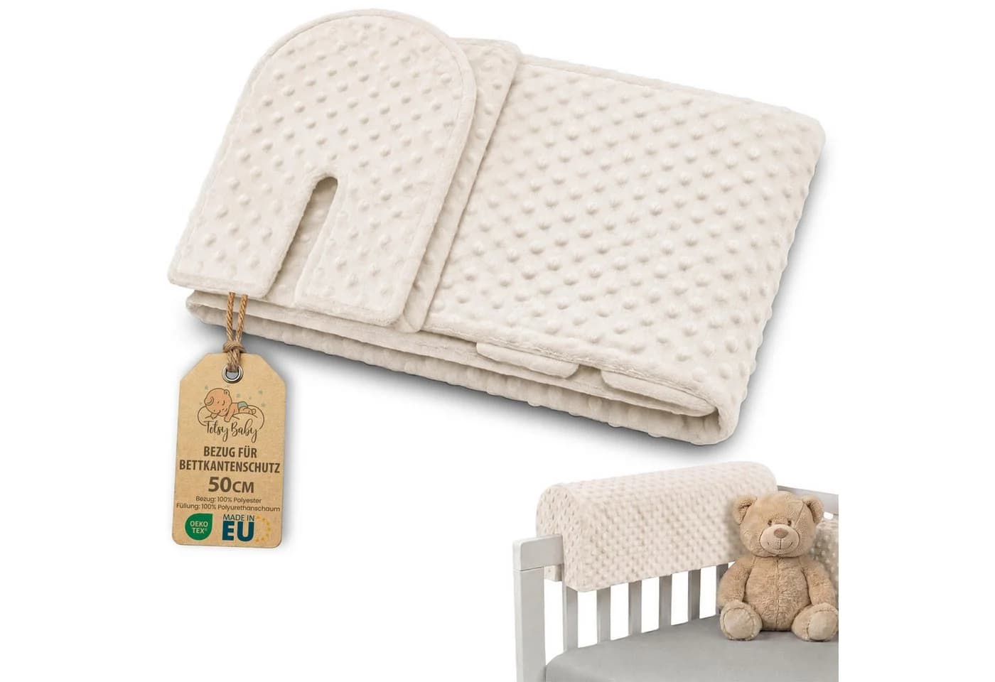 Totsy Baby Bettschutzgitter Bezug Beige/Braun für Kinderbett - Bild 2