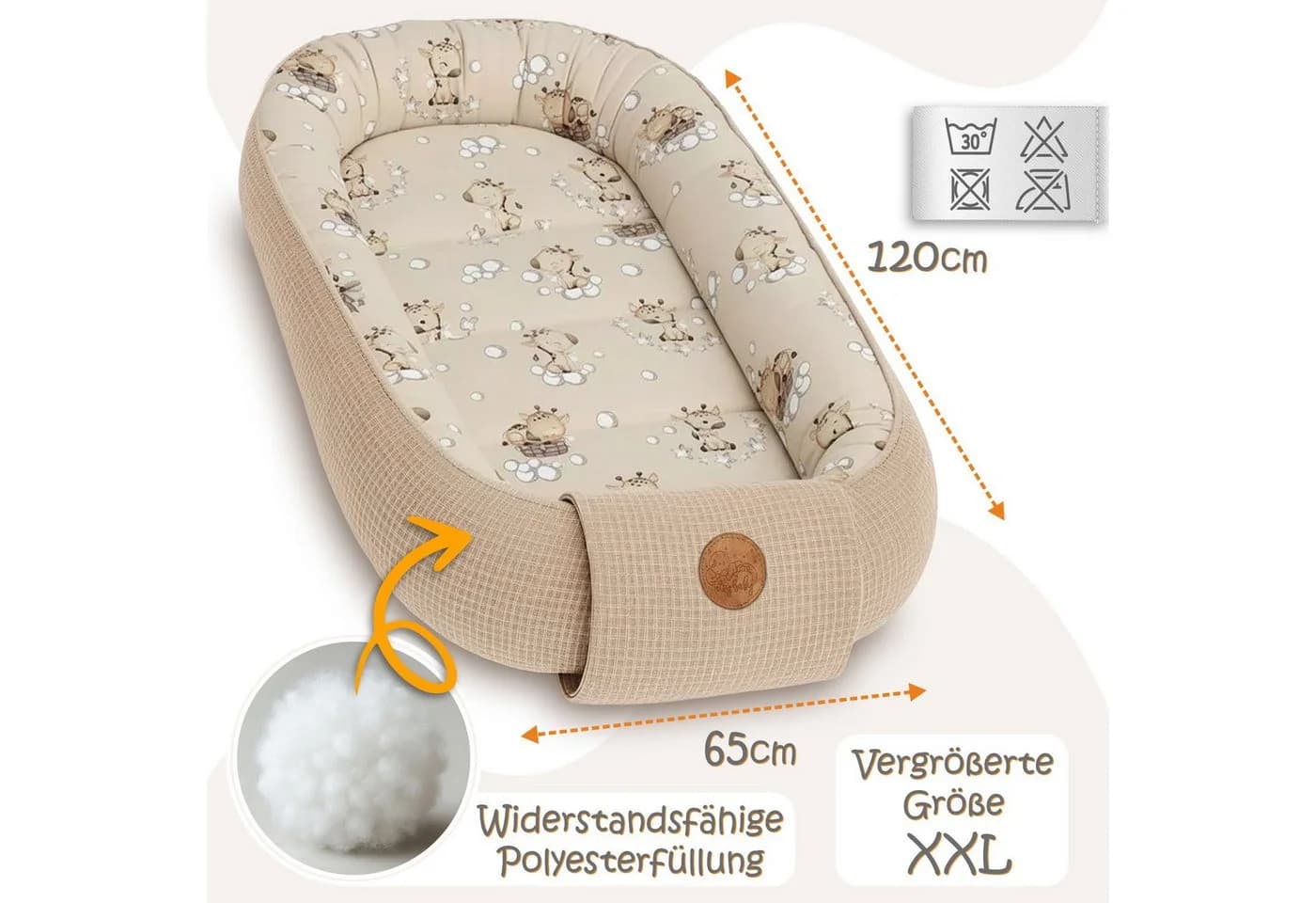 Totsy Babynest Neugeborene Nestchen Schlange Beige