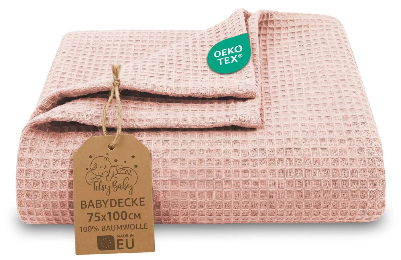 Totsy Baby Kuscheldecke Rosa 100% Baumwolle Waffelpiqué - Bild 2