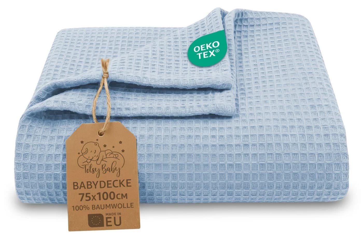 Totsy Baby Kuscheldecke Baumwolle Waffelpiqué Blau - Bild 2