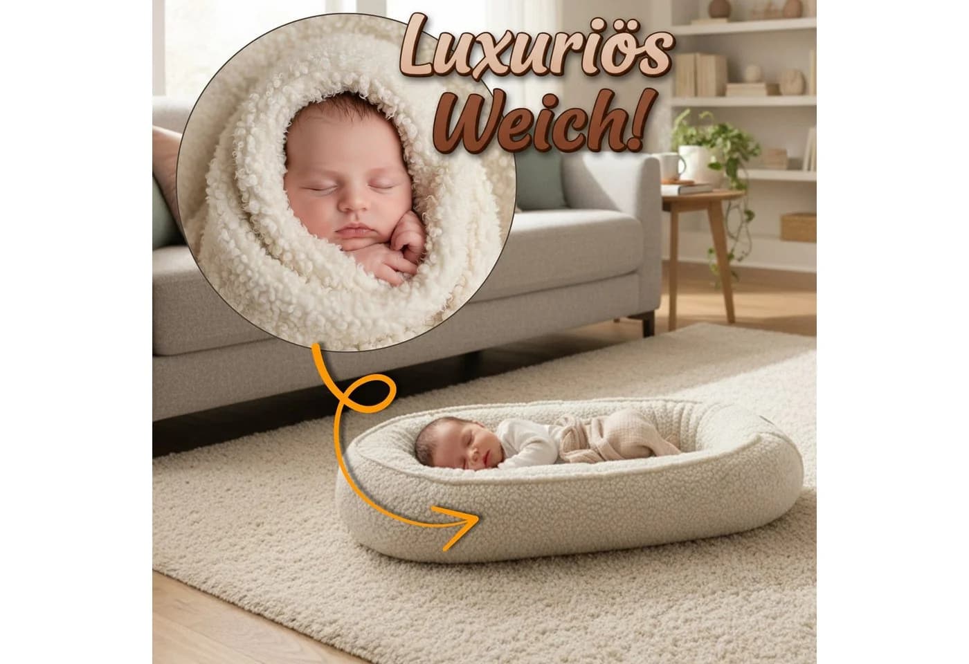 Totsy Baby Kuschelnest Grau - Babynestchen für Neugeborene - Bild 3