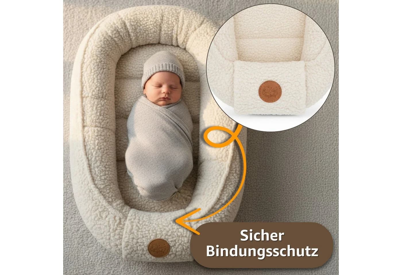 Totsy Baby Kuschelnest Grau - Babynestchen für Neugeborene - Bild 5