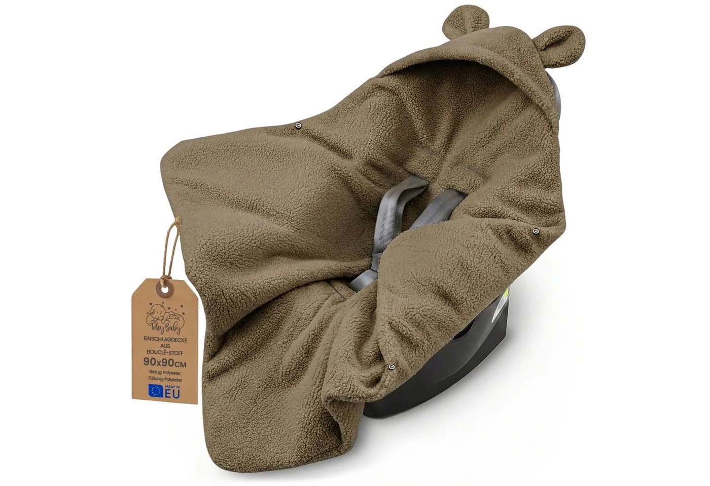 Totsy Baby Einschlagdecke Babyschale Bouclé Beige 90x90 cm - Bild 2