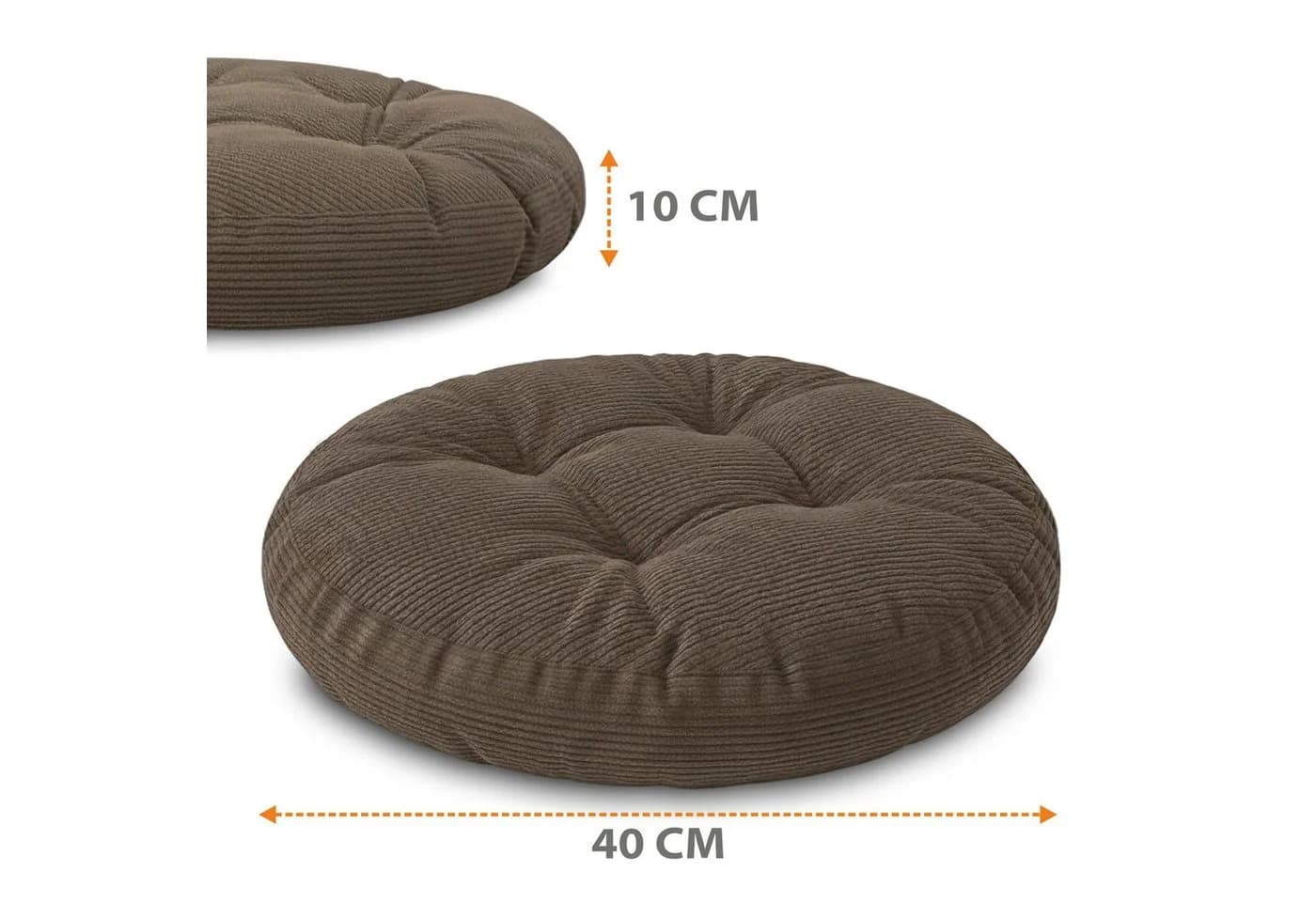 Amazinggirl Stuhlkissen Sitzkissen rund 40 cm Braun Cord