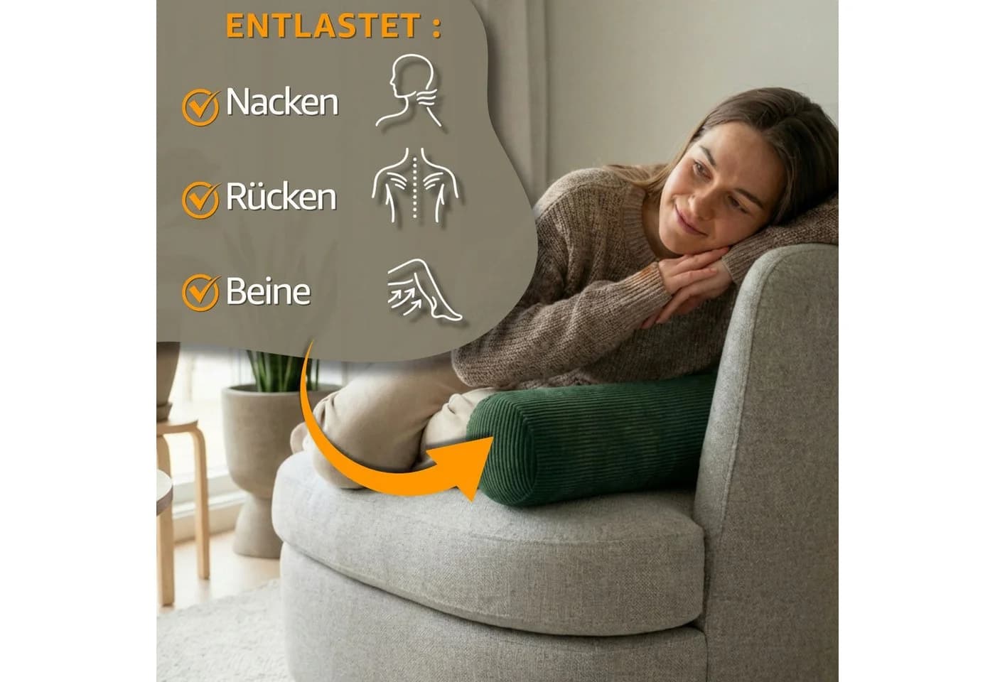 Amazinggirl Nackenrolle mit Bezug Grün - Ergonomische Kissenrolle - Bild 4