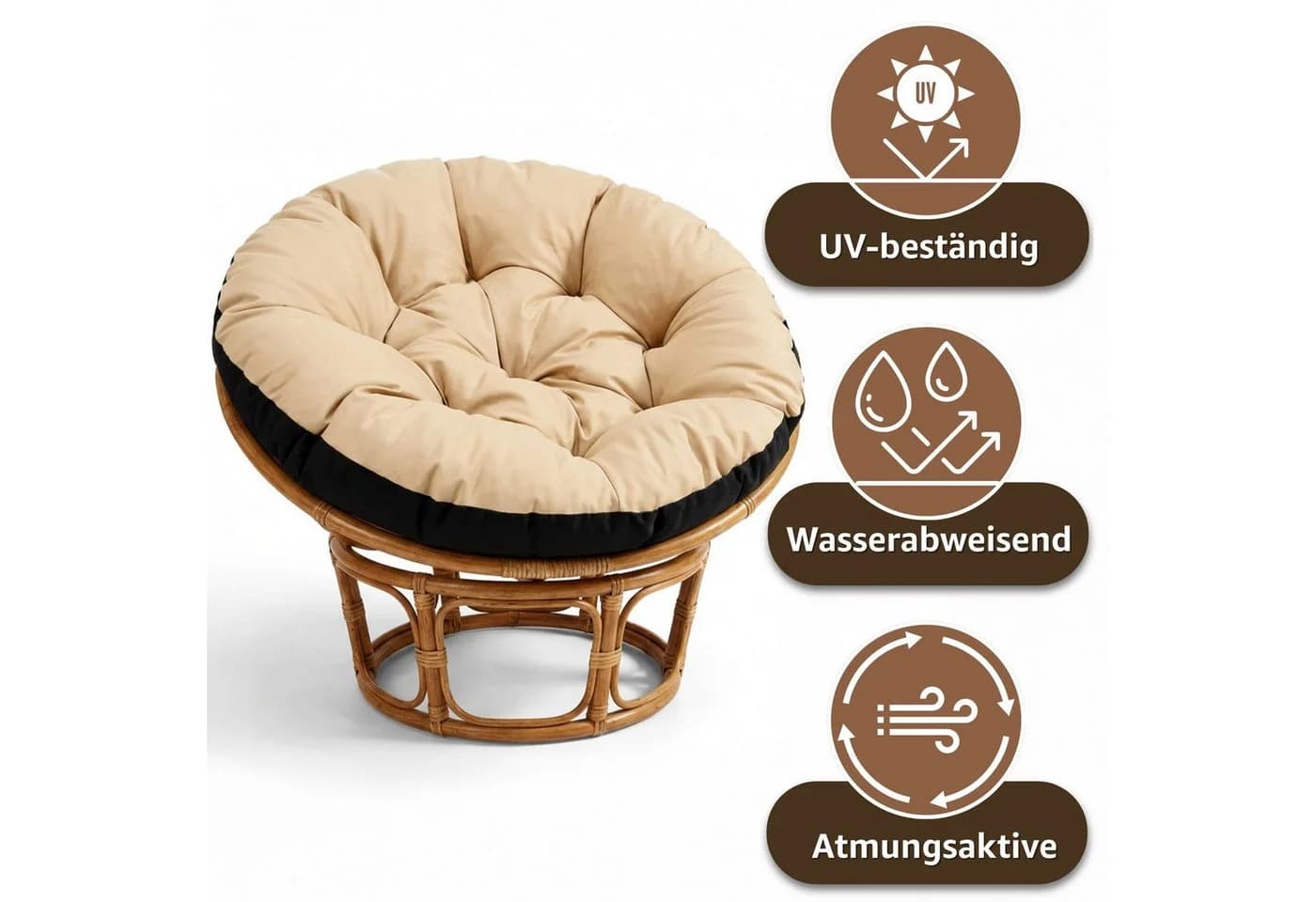 Amazinggirl Sitzkissen Papasansessel 100cm Graphit Eco-Leinen - Bild 4