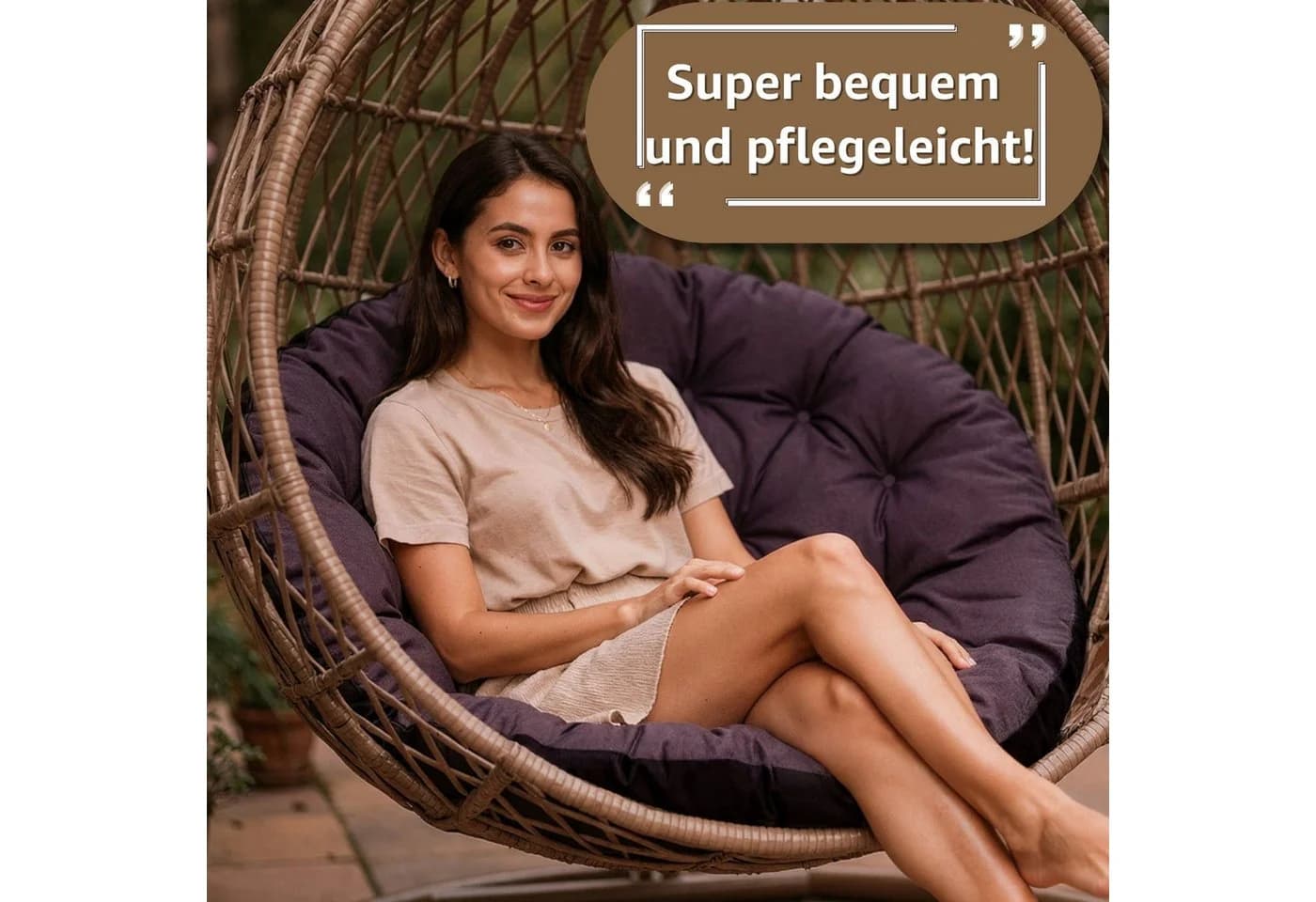 Amazinggirl Sitzkissen Papasansessel 100cm Graphit Eco-Leinen - Bild 5