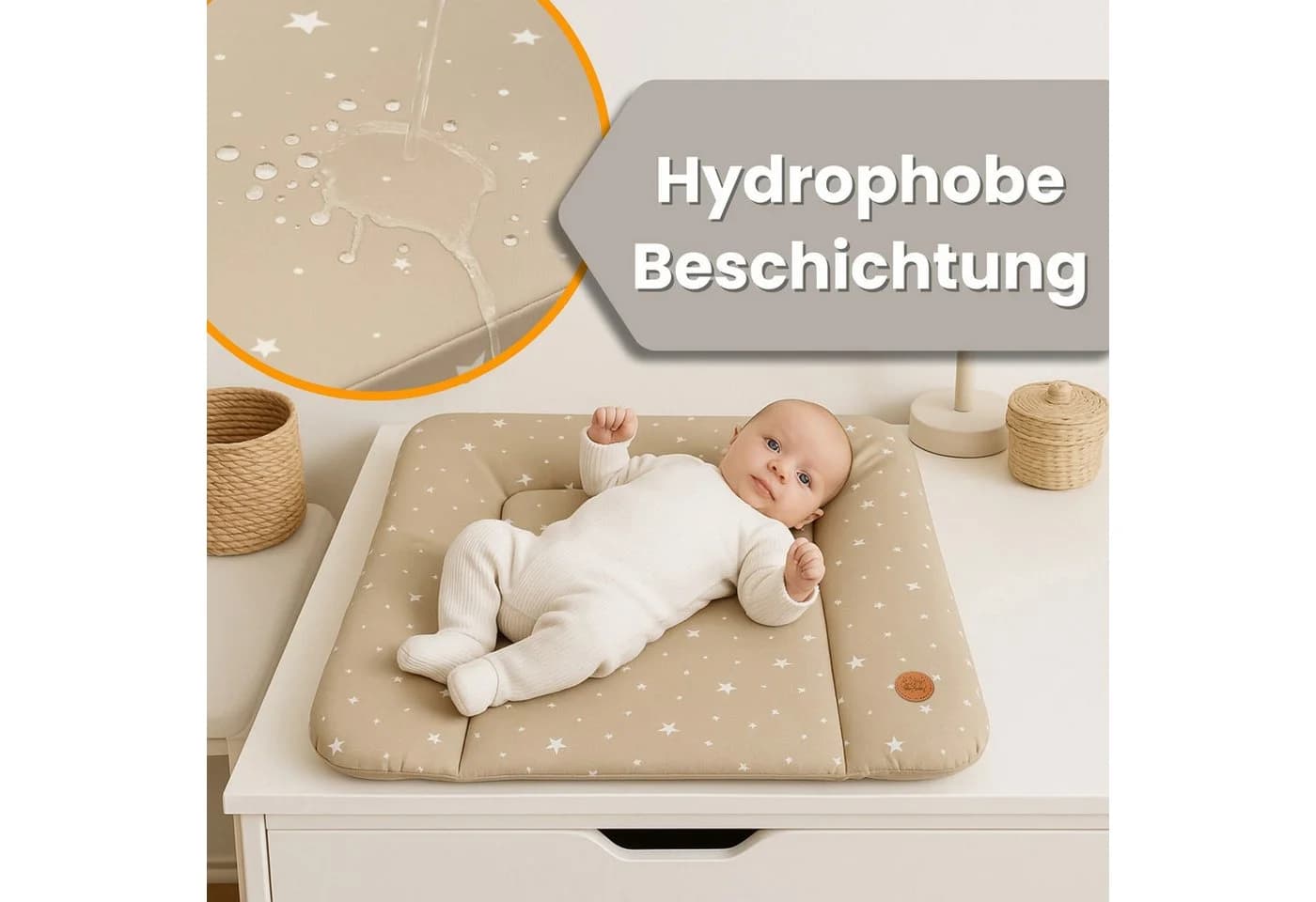 Totsy Baby Wickelauflage wasserdicht und abwaschbar - Wickelmatte weiß - Bild 4