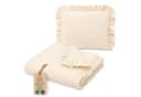 Totsy Baby Musselin Decke Set mit Kissen Beige Rüschen Bild 2
