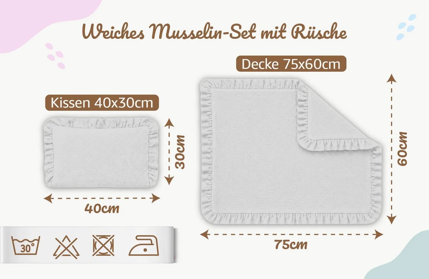Totsy Baby Musselin Decke mit Kissen Set Grün Rüschen