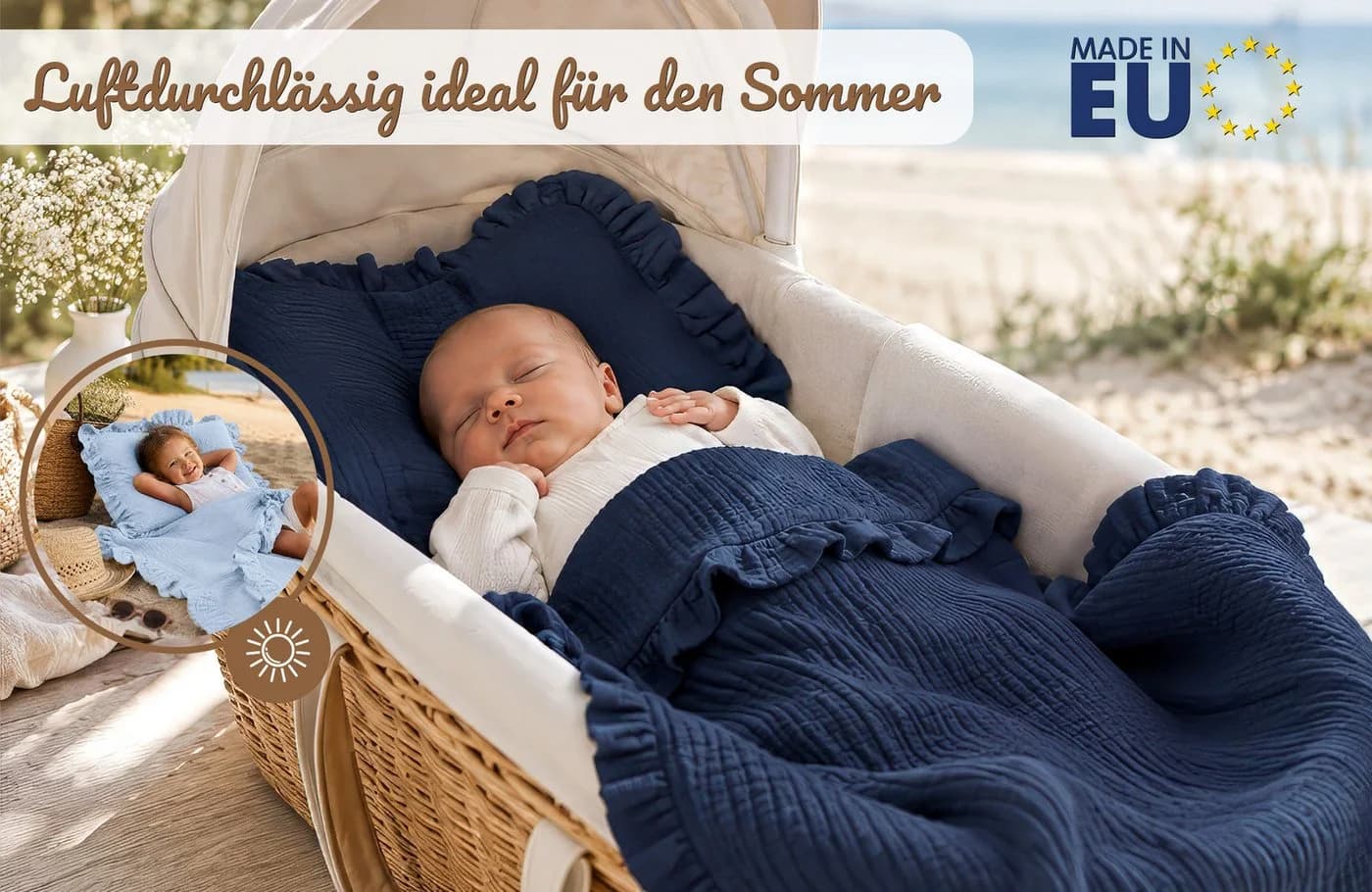 Totsy Baby Musselin Decke mit Kissen Set Grün Rüschen - Bild 5