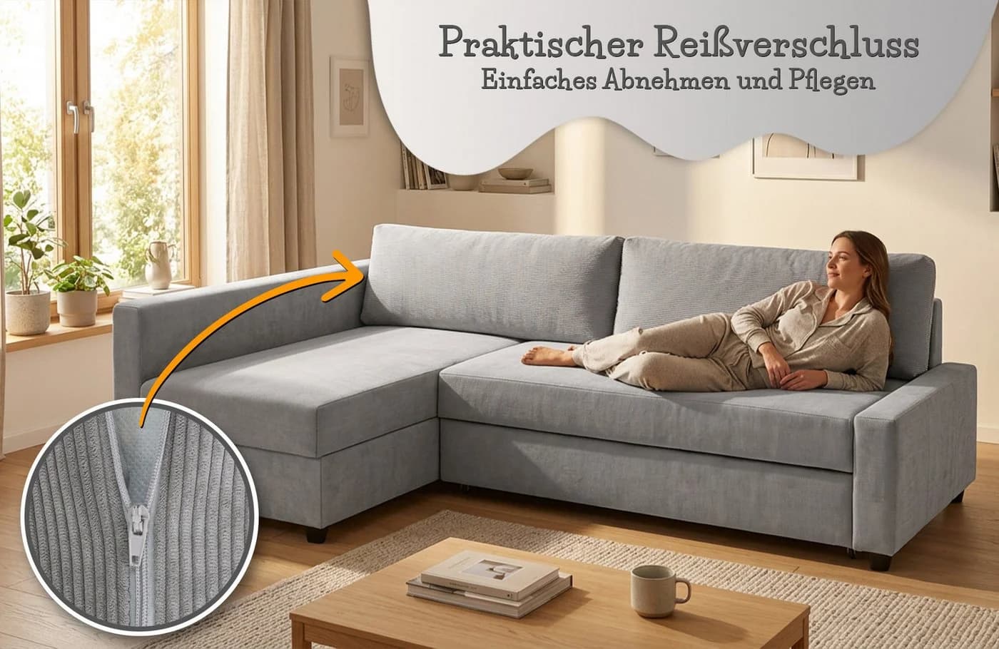 Torvello Rückenkissen grau mit waschbarem Bezug - Bild 3