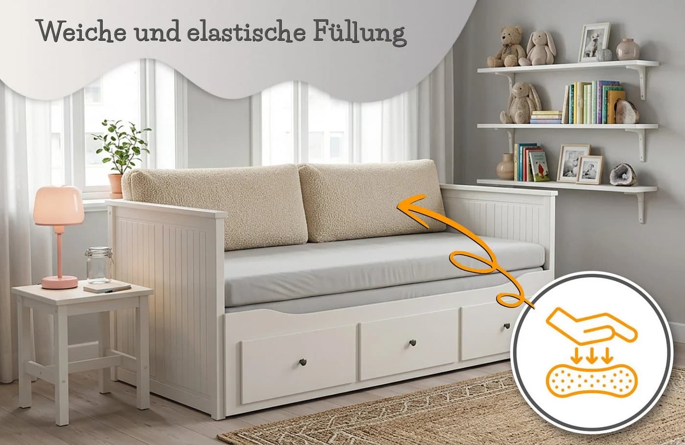 Torvello Rückenkissen grau mit waschbarem Bezug - Bild 4