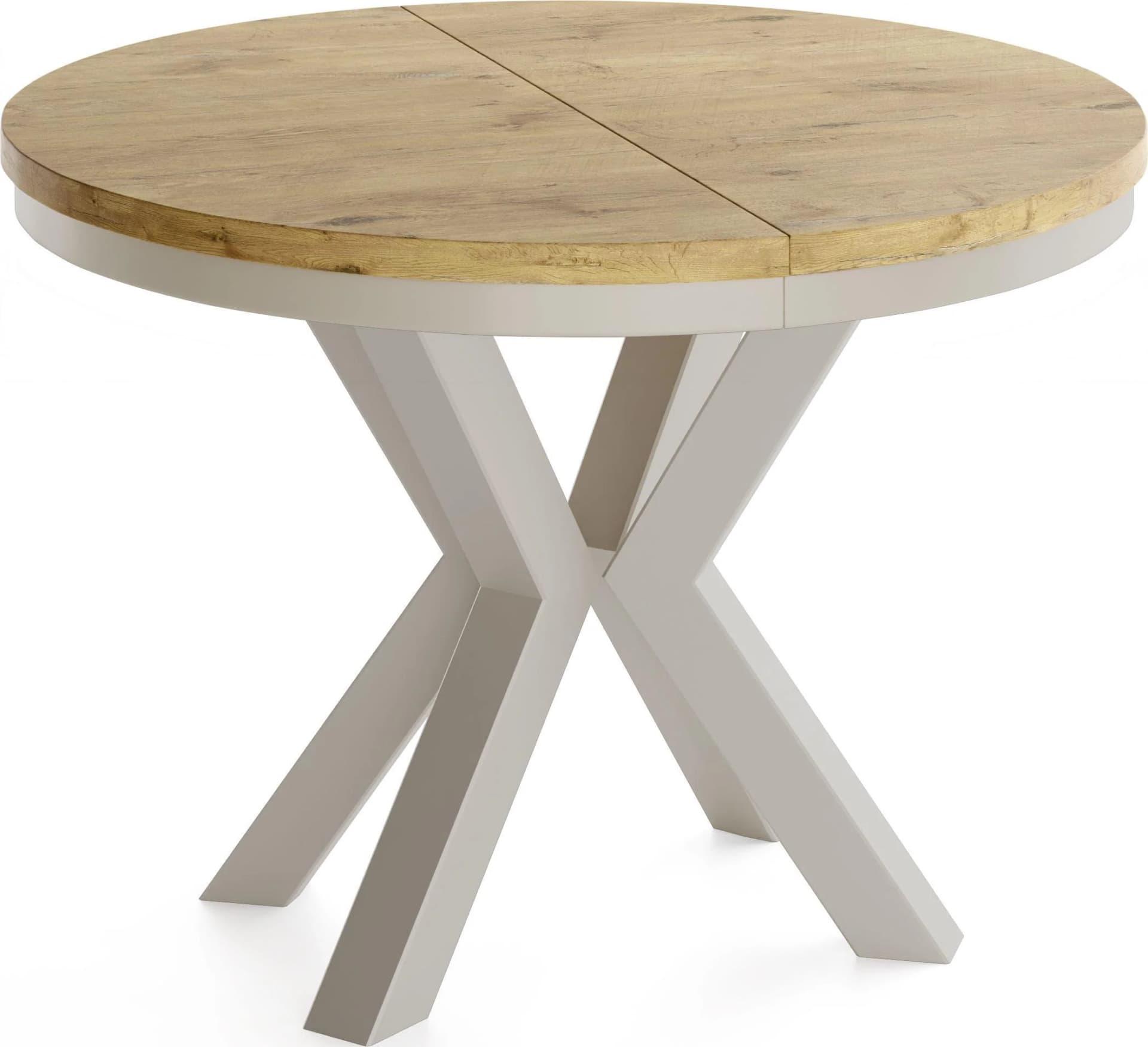 ESSTISCH Clara grau-beige runder ausziehbarer, Lancelot Eiche