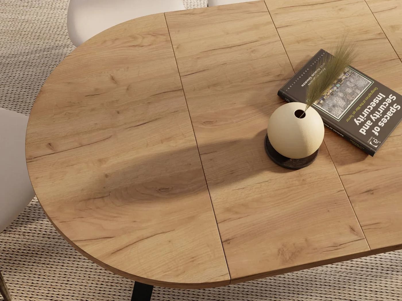 WFL GROUP Esstisch Avero Black ausziehbar rund mit Holzbeinen - Bild 5