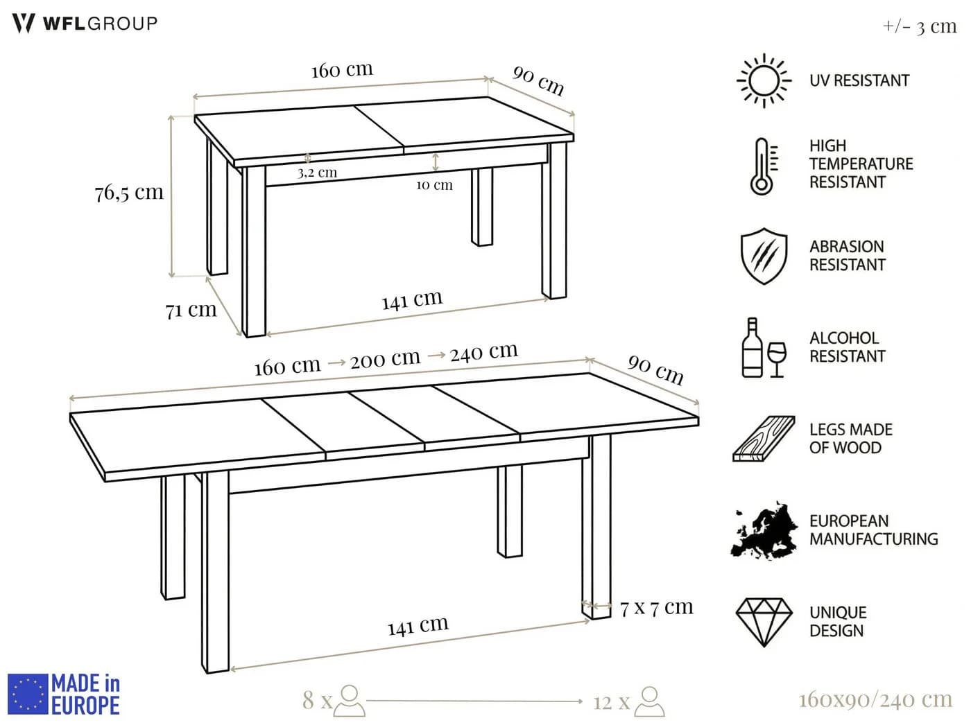 WFL GROUP Esstisch Lindberg ausziehbar weiß braun Holzoptik - Bild 3
