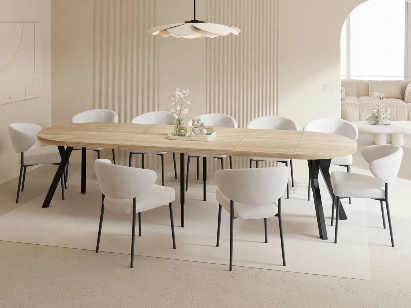 WFL GROUP Esstisch Twixy Ausziehbar Rund Industrial Schwarz - Bild 2