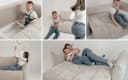 WFL GROUP Kindersofa Lilo Grau Cord mit Schlaffunktion & Bettkasten Bild 5