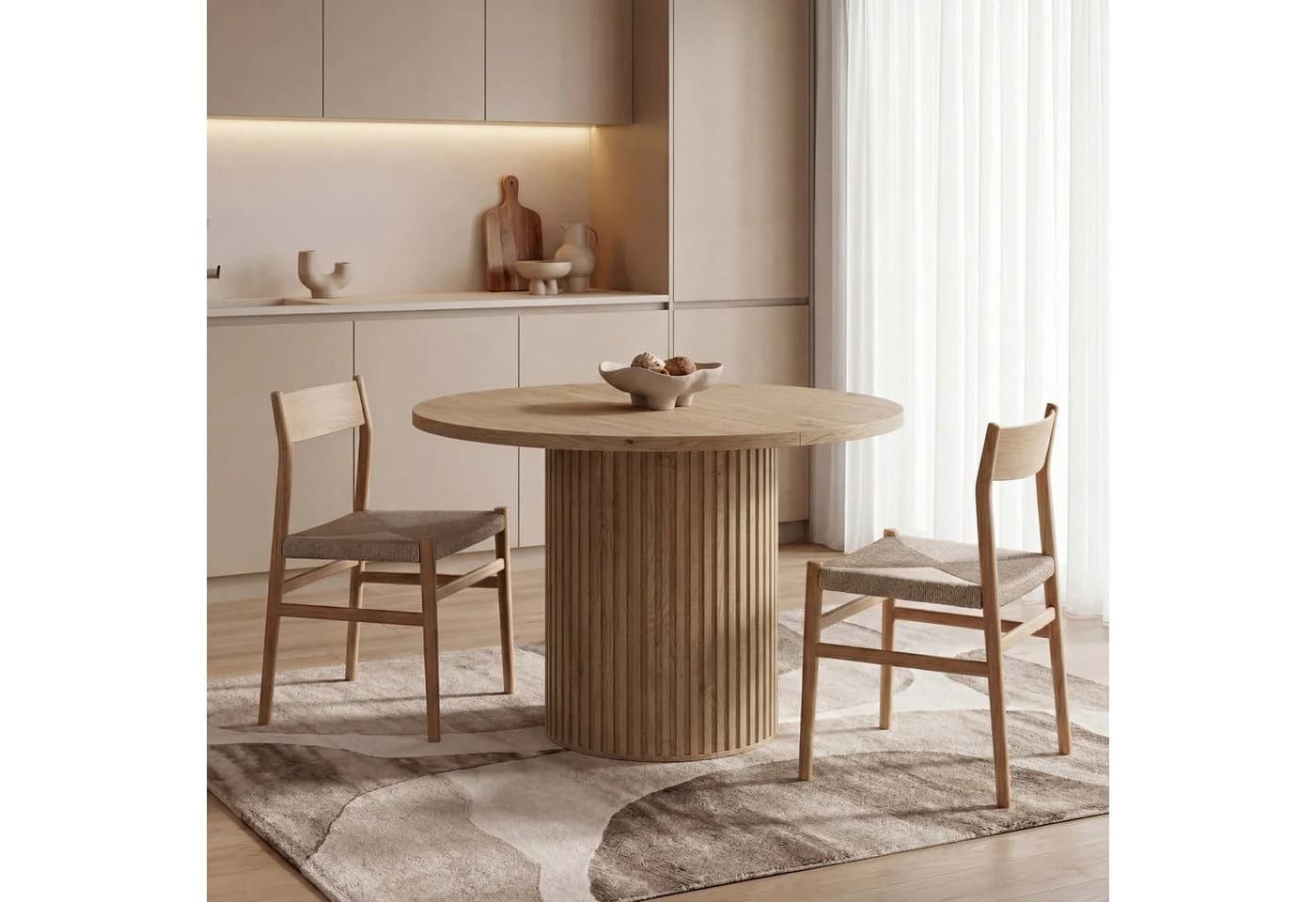 WFL GROUP Esstisch Norin Ausziehbar Oval Beige/Braun - Bild 2