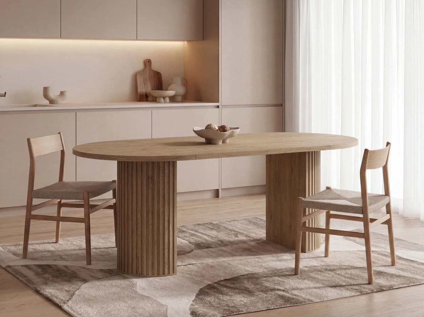 WFL GROUP Esstisch Norin Ausziehbar Oval Beige/Braun - Bild 5
