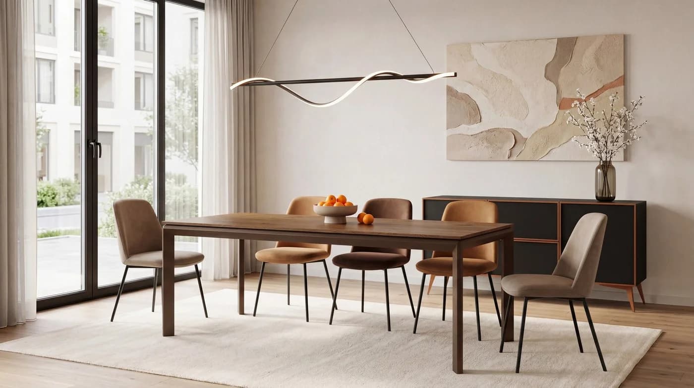 WFL GROUP Esstisch Elan Ausziehbar Braun Metallgestell Modern - Bild 2