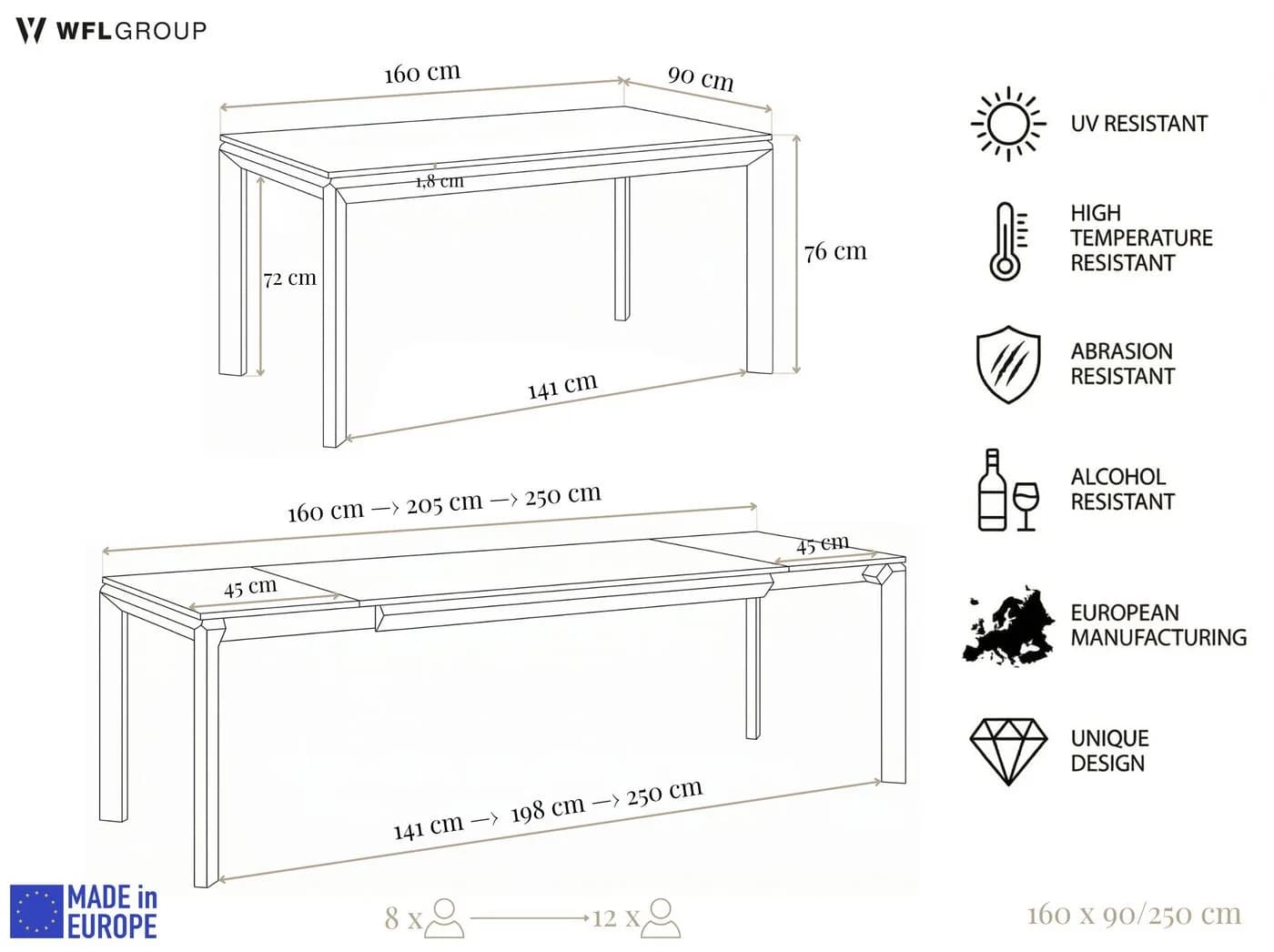 WFL GROUP Esstisch Elan Ausziehbar Braun Metallgestell Modern - Bild 3