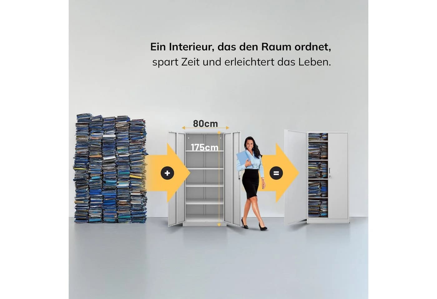 Jan Nowak Aktenschrank Metall Grau Kompakt 4 Böden - Bild 3