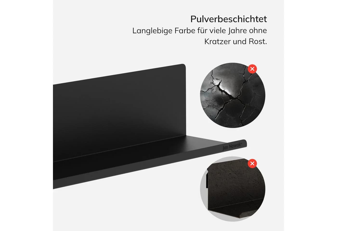Jan Nowak Wandregal JOANNE Metall Schwarz Verstecktes Befestigungssystem - Bild 3