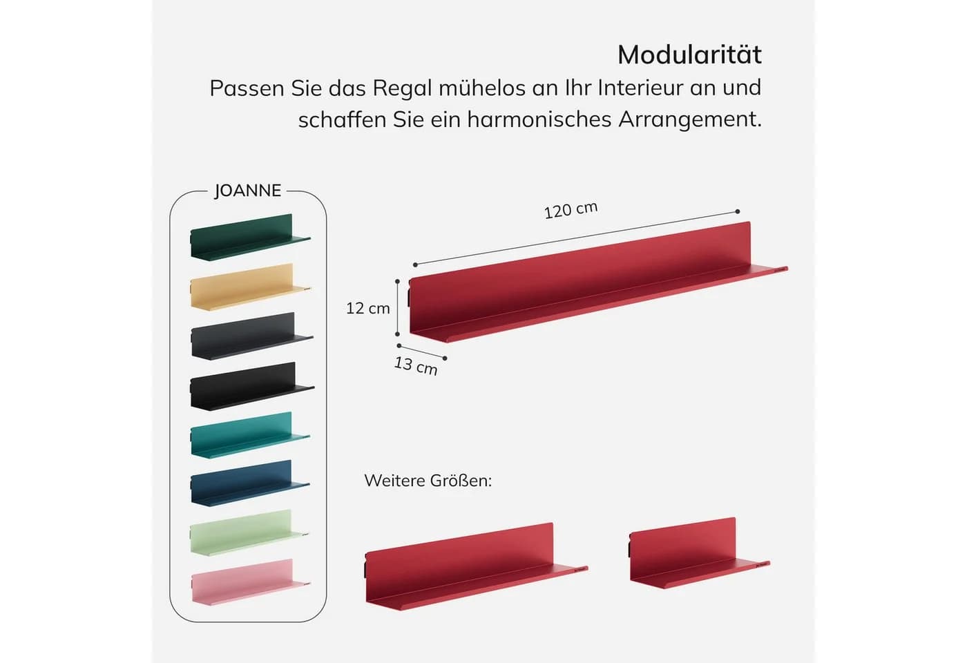 Jan Nowak Wandregal JOANNE Metall Rot Verstecktes Befestigungssystem - Bild 4