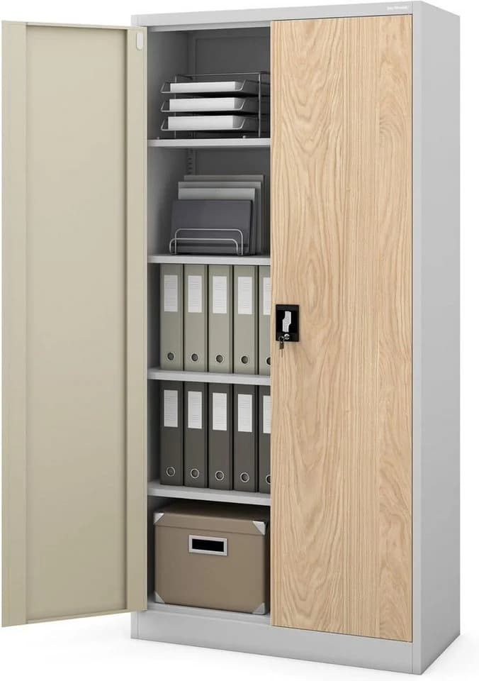 Jan Nowak Aktenschrank Metall 90x185x40 cm abschließbar grau - Bild 2