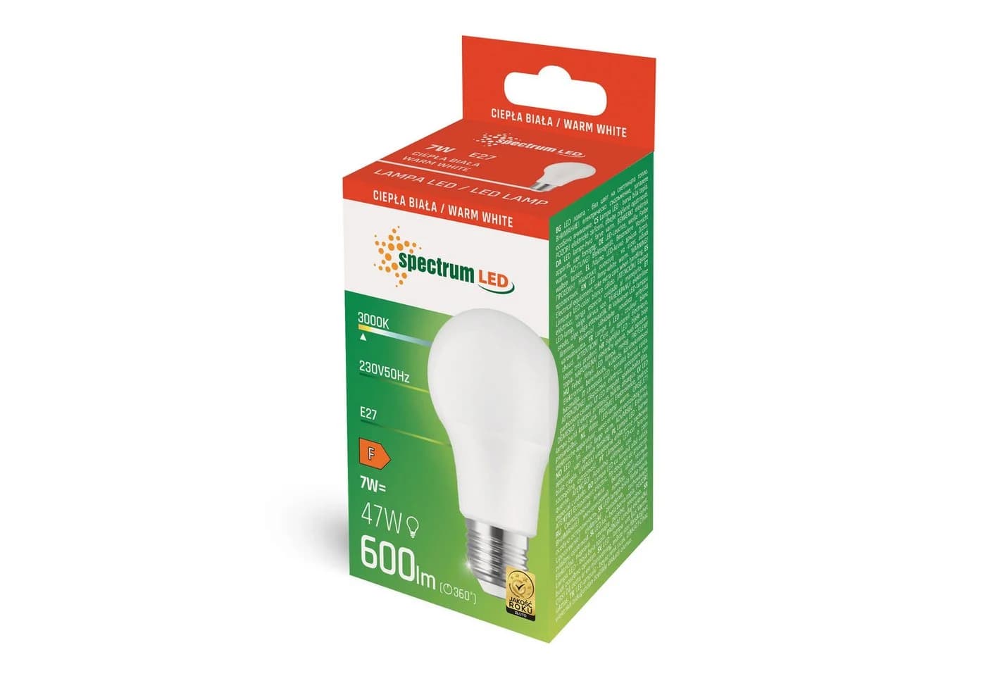 Spectrum LED Birne E27 A60 7W Warmweiß 3000K 600lm