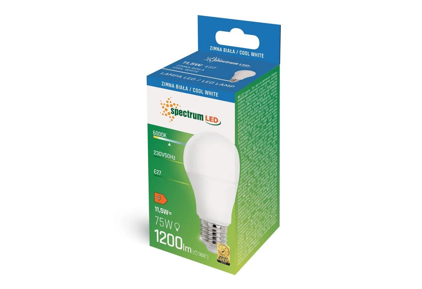 Spectrum LED-Leuchtmittel E27 A60 11,5W Kaltweiß 6000K 1200lm