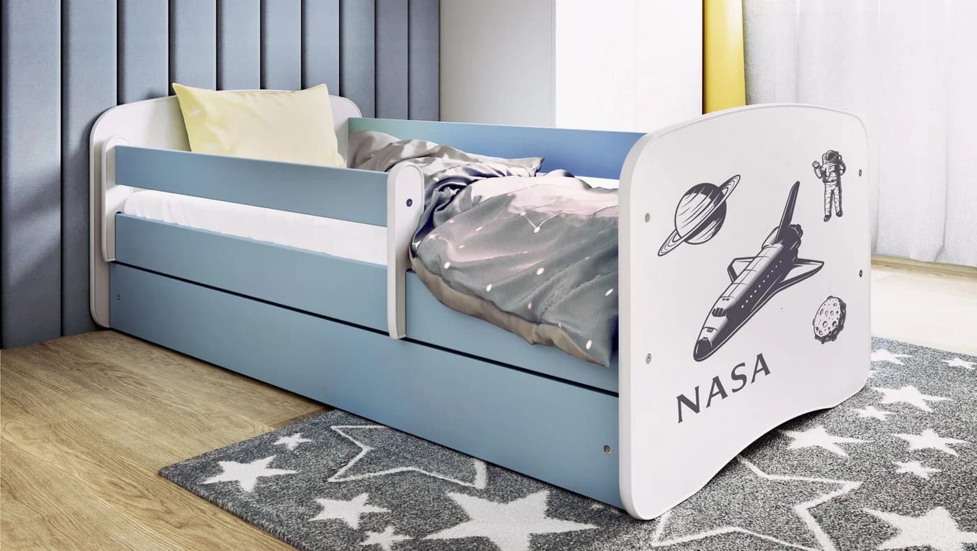 Raumhirsch Furniture Kinderbett Blau mit NASA-Motiv, Schublade & Matratze - Bild 2