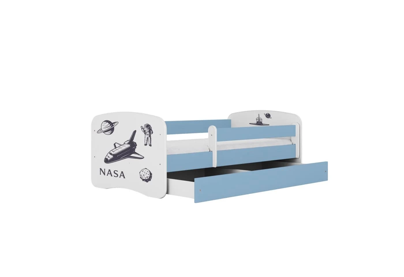 Raumhirsch Furniture Kinderbett Blau mit NASA-Motiv, Schublade & Matratze - Bild 3