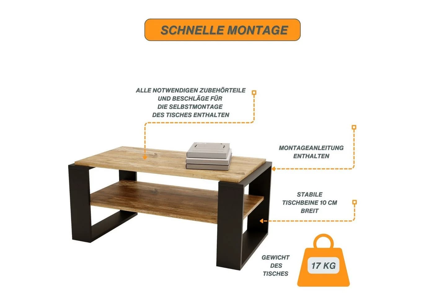 Raumhirsch Furniture Couchtisch Kaja96 Schwarz Modern & Stabil - Bild 5