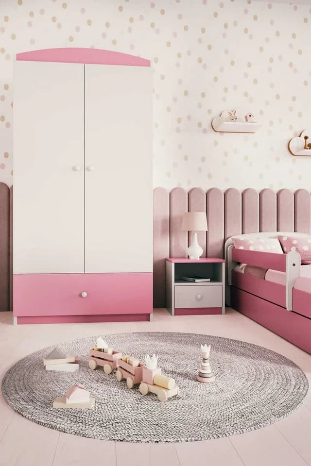 Raumhirsch Furniture Kinderkleiderschrank ohne Motiv - Kleiderschrank für Kinder Hellrosa