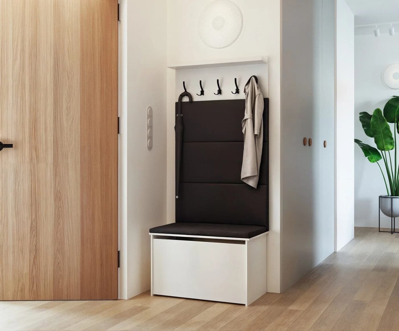 Raumhirsch Furniture Kompaktgarderobe ANDY mit Sitzbank Weiß-Graphit - Bild 2