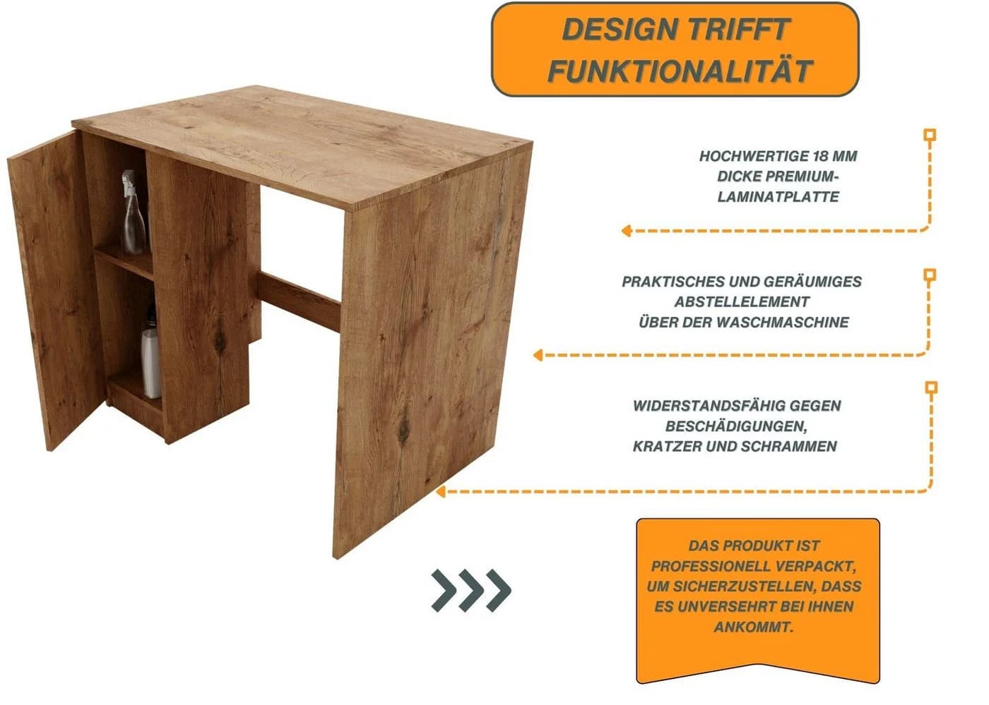 Raumhirsch Furniture Waschmaschinenumbauschrank mit Stauraum - 95x89x66 cm - Bild 4