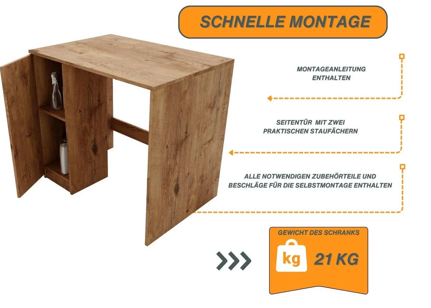 Raumhirsch Furniture Waschmaschinenumbauschrank mit Stauraum - 95x89x66 cm - Bild 5