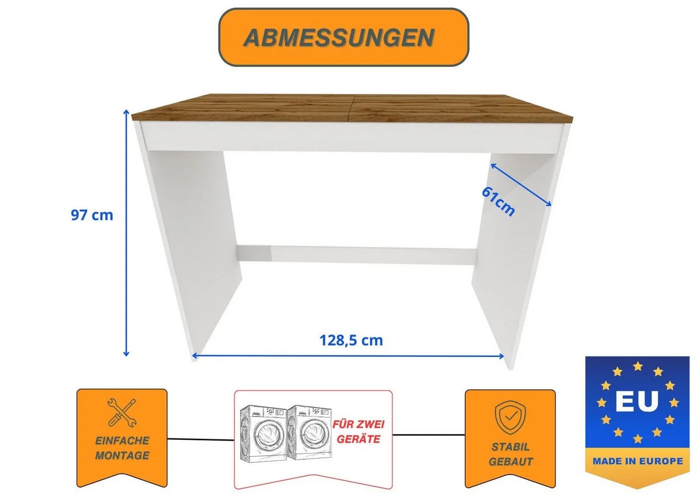 Raumhirsch Furniture Waschmaschinenumbauschrank Weiß 7 Farben - Bild 4