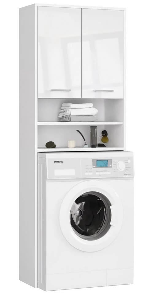 Raumhirsch Furniture Waschmaschinenumbauschrank Weiß Hochglanz 2 Türen - Bild 2
