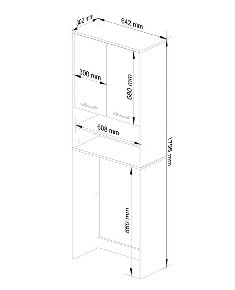 Raumhirsch Furniture Waschmaschinenumbauschrank Weiß Hochglanz 2 Türen - Bild 3
