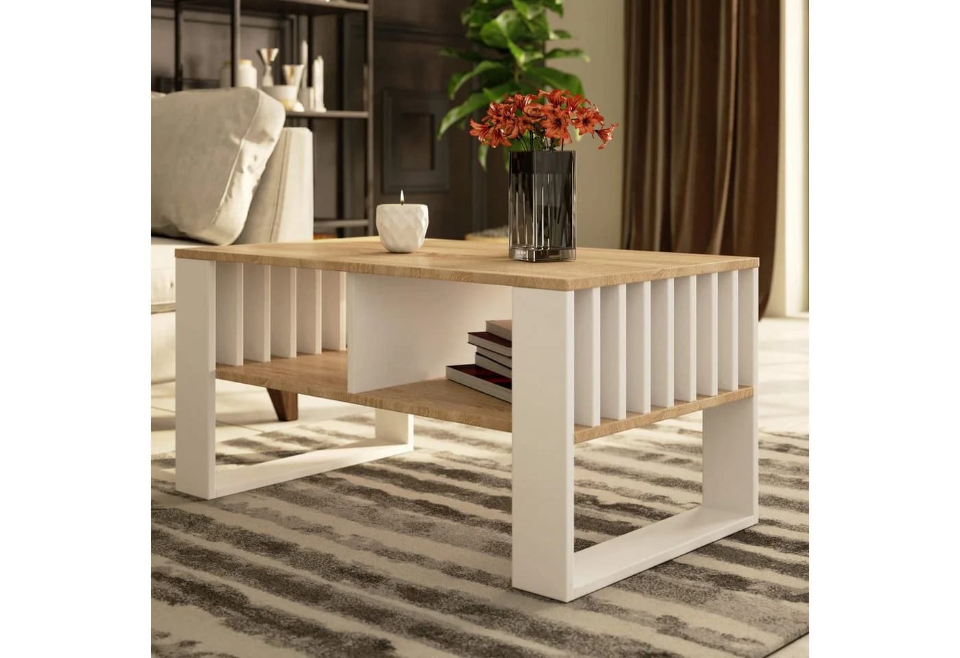 Raumhirsch Furniture Couchtisch Moderner Sofatisch Sonoma Eiche Schwarz - Bild 2