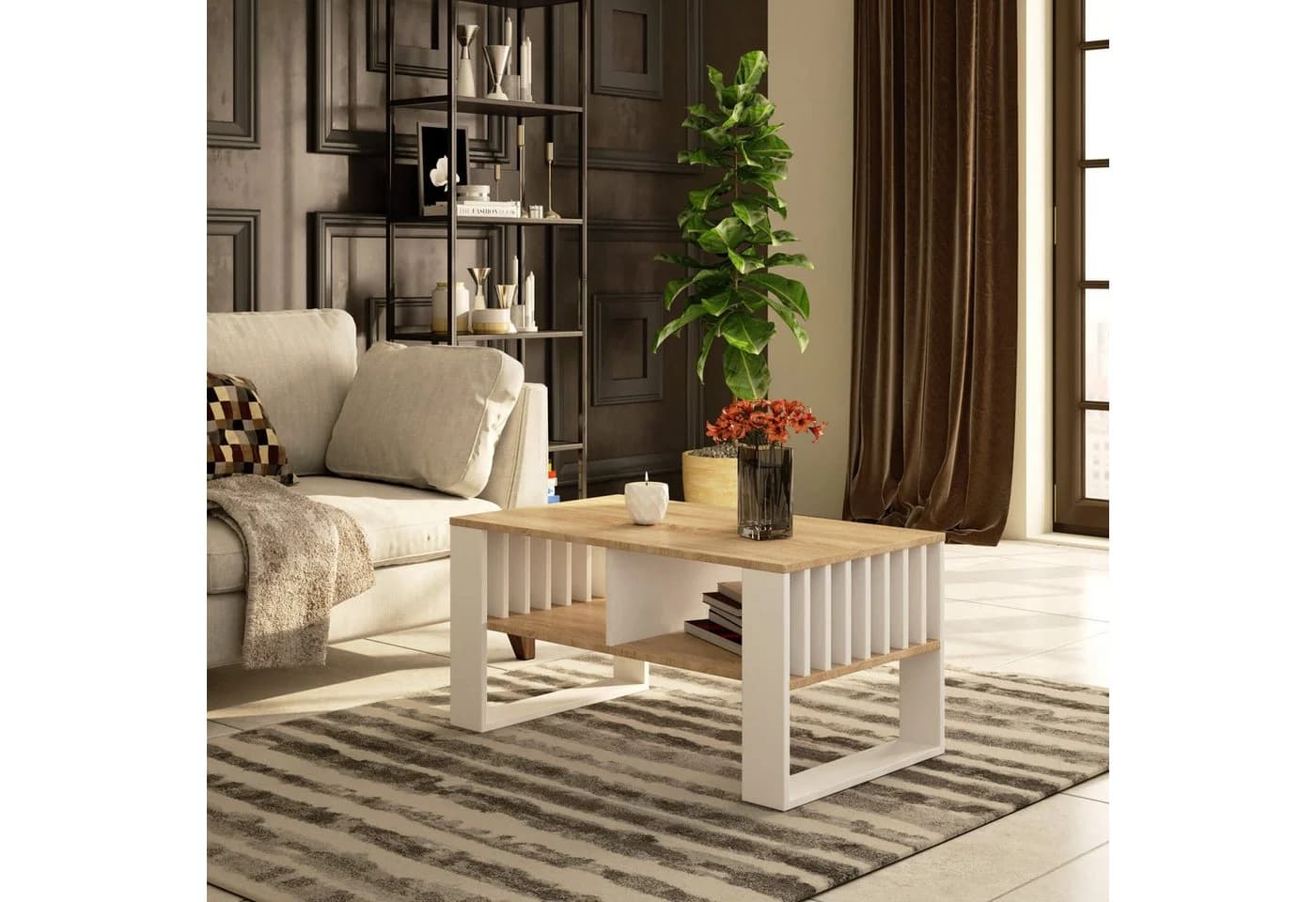 Raumhirsch Furniture Couchtisch Moderner Sofatisch Sonoma Eiche Schwarz - Bild 4