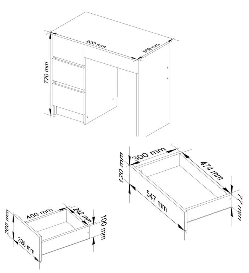 Raumhirsch Kinder-Schreibtisch mit 4 Schubkästen - Kasten links - Bild 4